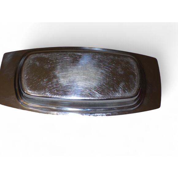 Vintage Stainless Steel Covered Butterdish Mid Century Modern - Picture 2 of 3